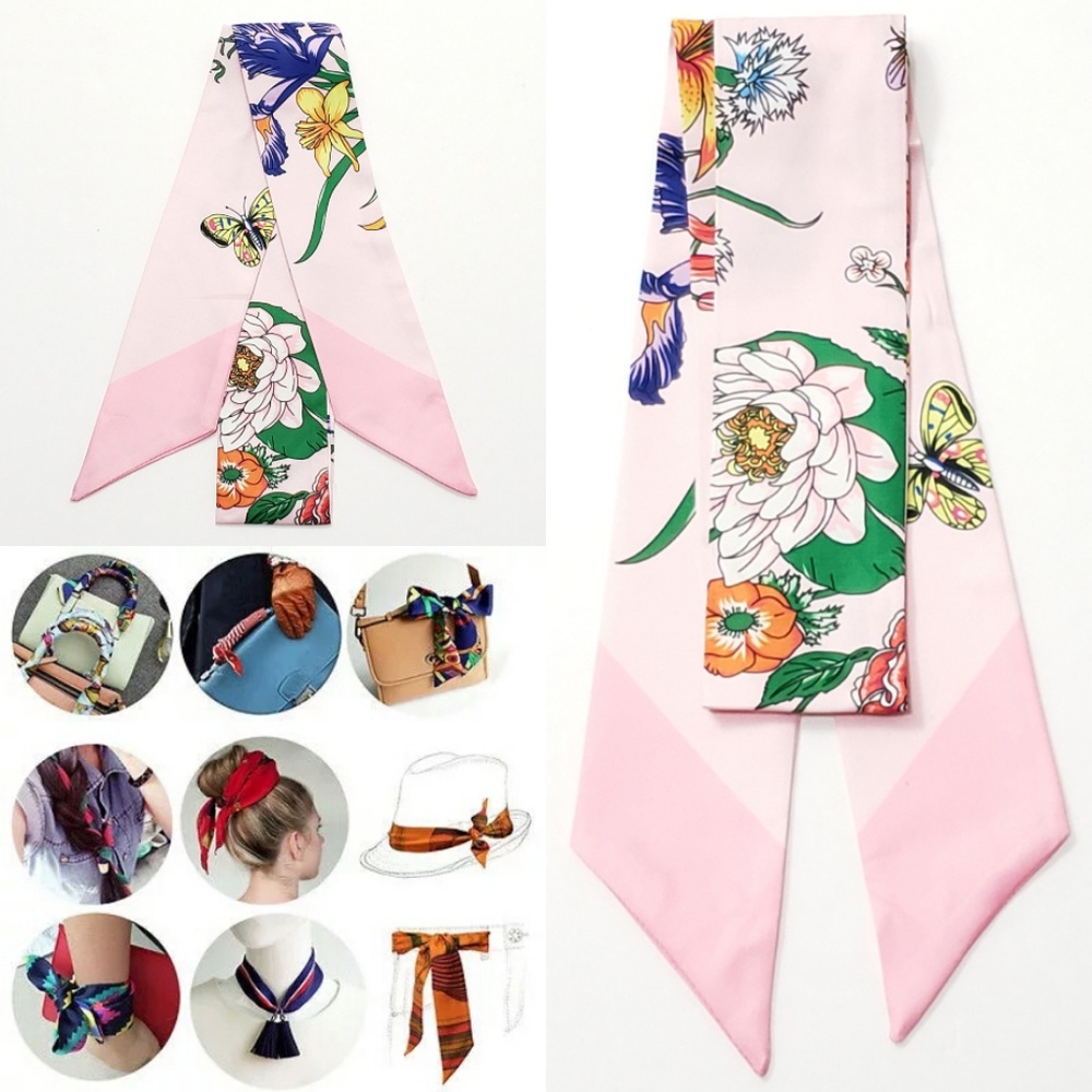 ⤵⤵2pcs Lotus Daffodil Flower Design Cotton Scarves